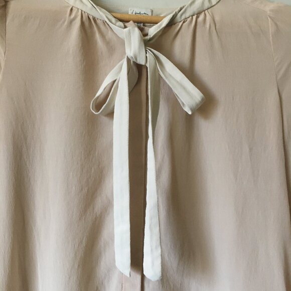 Babaton 100% Silk Two Tone Tie Neck Blouse - Picture 4 of 15